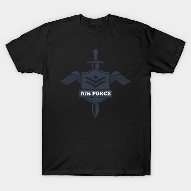 Air Force Vintage Insignia Shield And Sword T-Shirt by Mandra